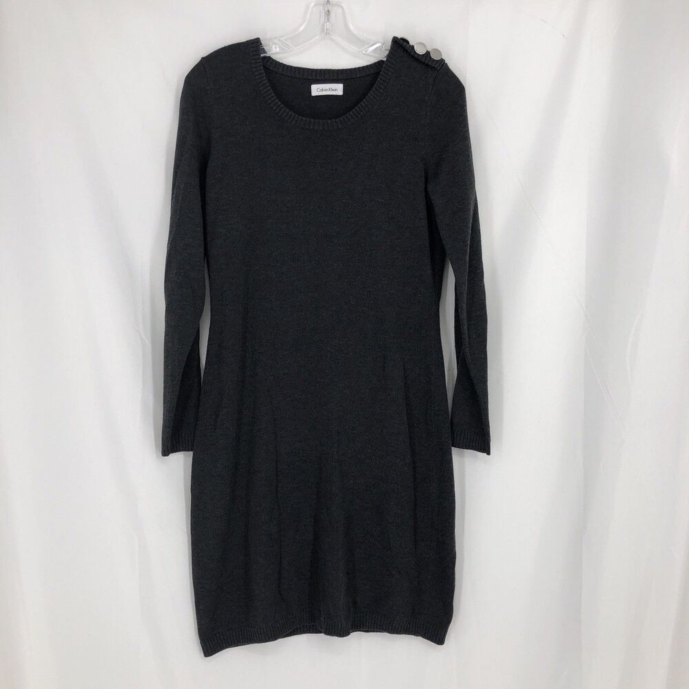 CALVIN KLEIN Long Sleeve Gray Pullover Sweater Dress Small